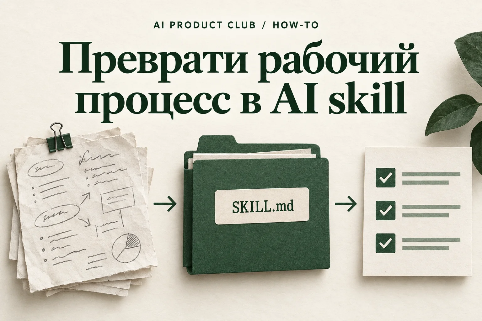 Преврати рабочий процесс в AI skill: заметки встречи, инструкция SKILL.md и список задач